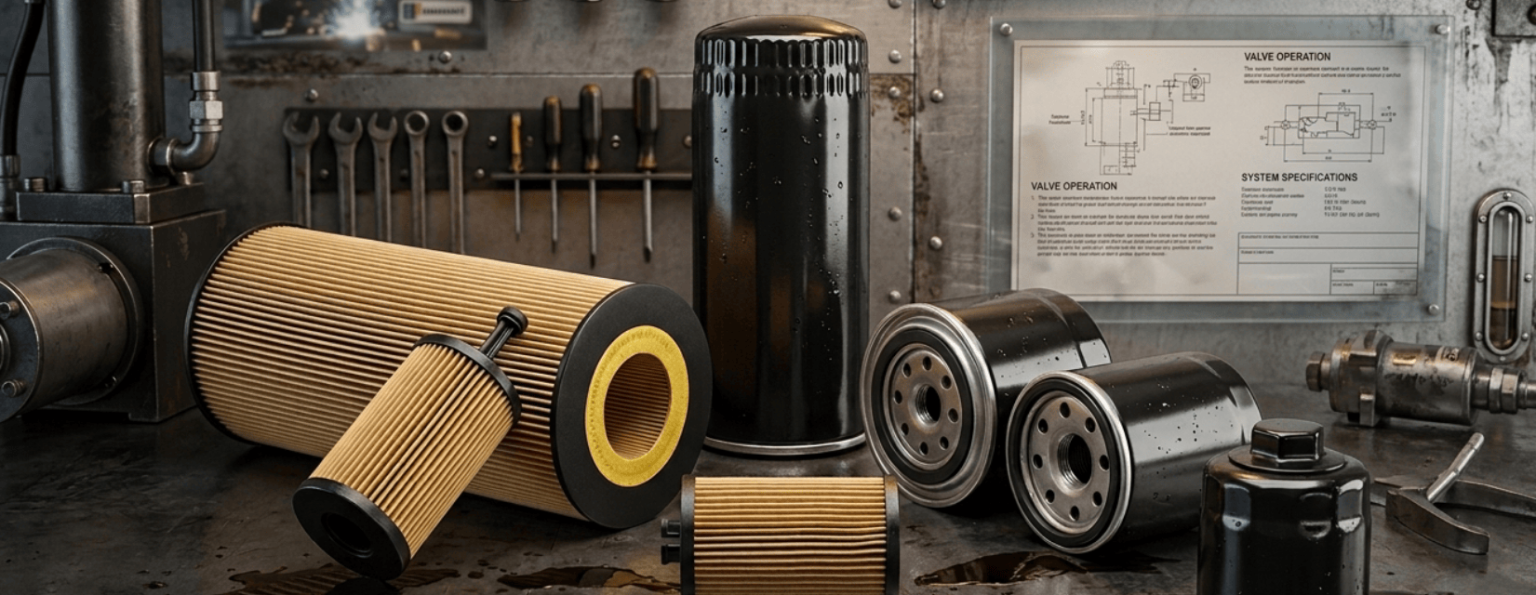 İş makinesi hidrolik yag sistem filtreleri ve yedek parçaları.